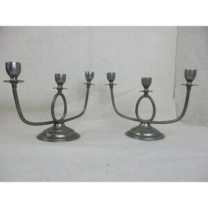 Plymouth‎ Pewter candelabra three arm USA model #84013 Candle holder Anniversary